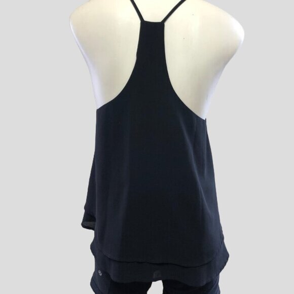 Black 2 Layer Sheer Camisole With Front Zipper - Picture 2 of 7